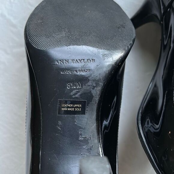 Ann Taylor Pointy Toe Oxford Black Patented Leather Heels 8.5 - Picture 4 of 11